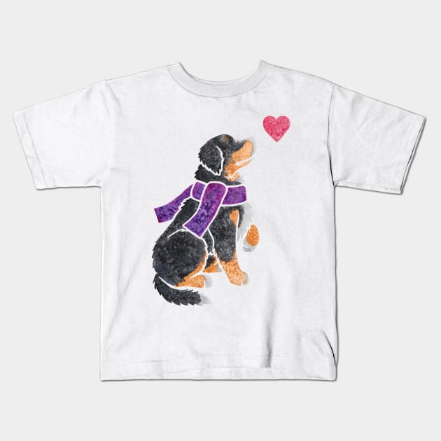 Watercolour Bernese Mountain Dog Kids T-Shirt by animalartbyjess